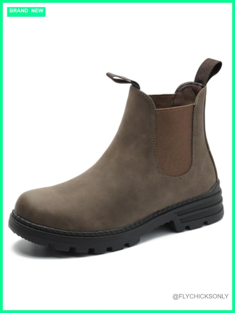 Chelsea Hiking Boots Faux Leather Waterproof Slip-On Ankle Boots for Women